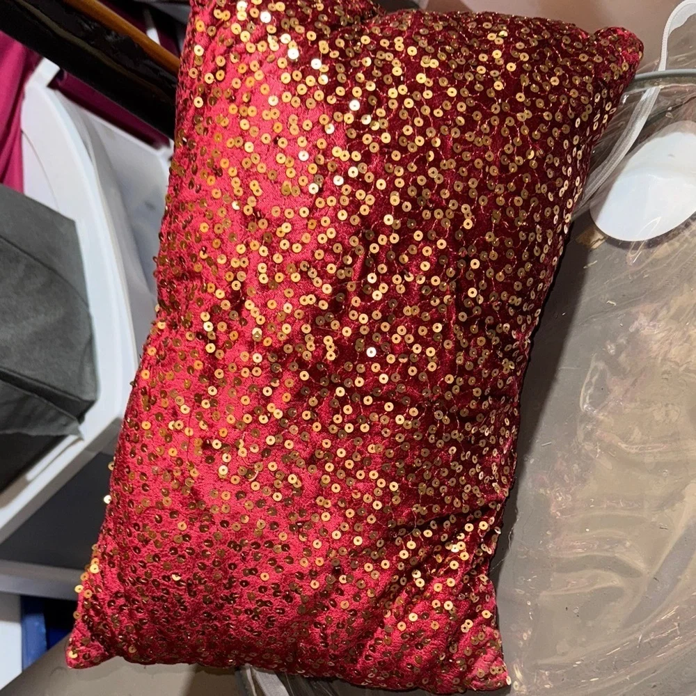 Red Sequin Decorative Pillow